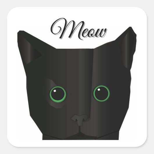 黒猫にゃんこ スクエアシール (正面)