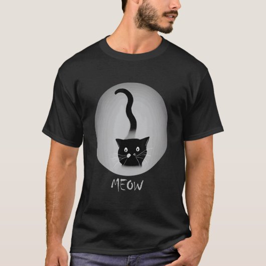 黒猫にゃんにゃん猫デザイン Tシャツ (正面)