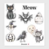黒猫にゃん鳥カボチャコウモリ シール (シート)