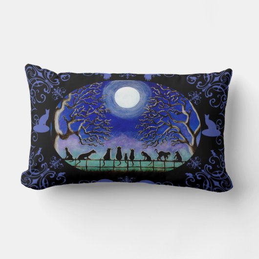 黒猫によっては装飾の枕が家へ帰ります ランバークッション (正面)