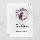 黒猫による幻想的な満月ありがとう ポストカード (正面/裏面)