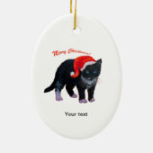 黒猫にパーソナライズされたメリークリスマス セラミックオーナメント (裏面)
