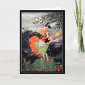 黒猫のいるハロウィーンの魔女 カード (正面)