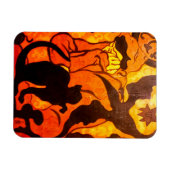 黒猫のいるハロウィーンの魔女 マグネット (横)