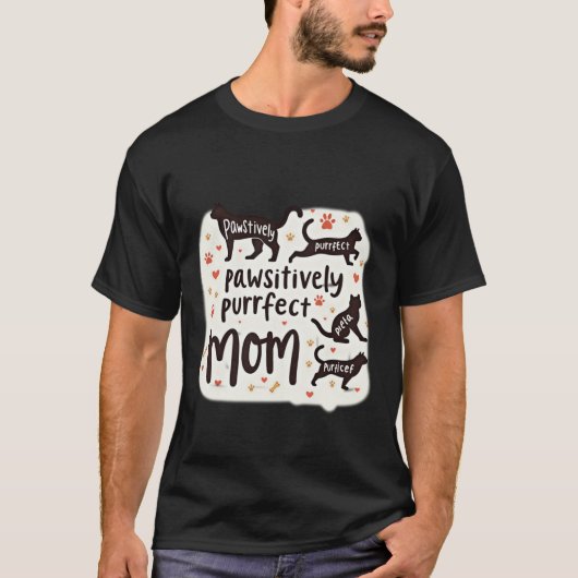 黒猫のいる幸せな母の日 Tシャツ (正面)