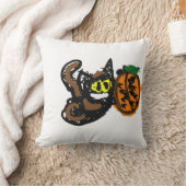 黒猫のかっこいいパンプキンパス クッション (ブランケット)