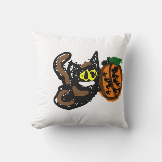 黒猫のかっこいいパンプキンパス クッション (正面)