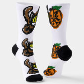 黒猫のかっこいいパンプキンパス ソックス (傾斜あり)