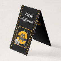 黒猫のかぼちゃのドクロ キッズハロウィンカード