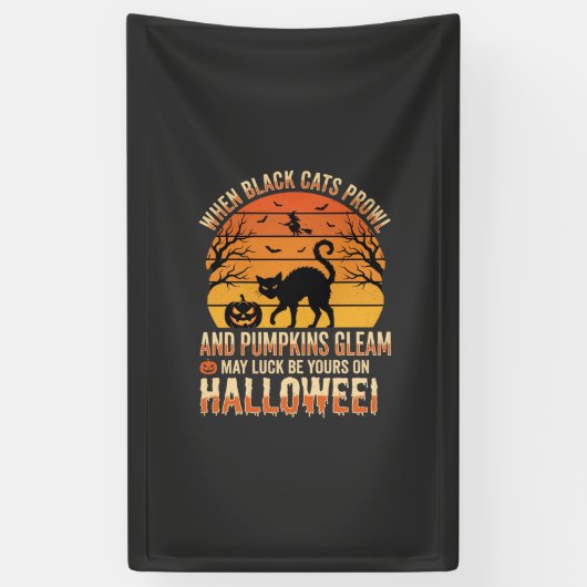黒猫のかぼちゃのハロウィンベクター デザイン 横断幕 (縦)