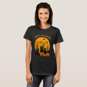 黒猫のかぼちゃの月のこうもり ハッピーハロウィン 子猫 Tシャツ (正面フル)