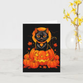 黒猫のかぼちゃの月 ハロウィン 秋 紅葉 カード (黄色い花)