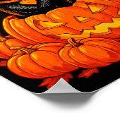 黒猫のかぼちゃの月 ハロウィン 秋 紅葉 ポスター (角)