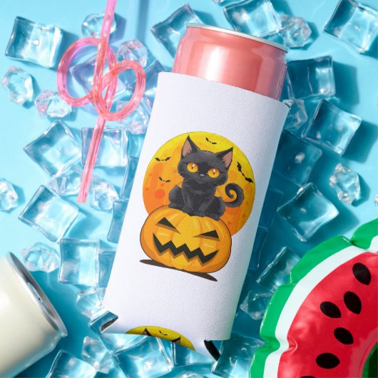 黒猫のかぼちゃハロウィンコスチューム スリム缶クーラー (インサイチュ 夏)