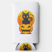 黒猫のかぼちゃハロウィンコスチューム スリム缶クーラー (正面)