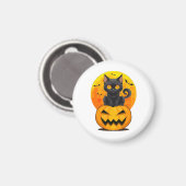 黒猫のかぼちゃハロウィンコスチューム マグネット (正面/裏面)