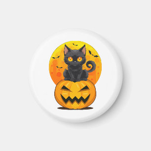 黒猫のかぼちゃハロウィンコスチューム マグネット