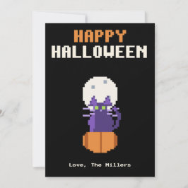 黒猫のかぼちゃピクセルアート ハロウィンカード シーズンカード