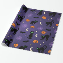 黒猫のかぼちゃ コウモリ 紫のハロウィン包装