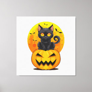 黒猫のかぼちゃ ハロウィンコスチューム キャンバスプリント