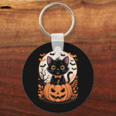 黒猫のかぼちゃ ハロウィン コスチューム 秋 キーホルダー (正面)