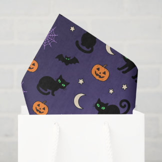 黒猫のかぼちゃ 紫のハロウィン ティッシュペーパー 薄葉紙