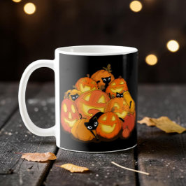 黒猫のかわいいハロウィンパンプキンパッチ コーヒーマグカップ