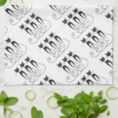 黒猫のかわいくおもしろいな三重項 キッチンタオル (折り畳み)