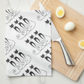 黒猫のかわいくおもしろいな三重項 キッチンタオル (四つ折り)