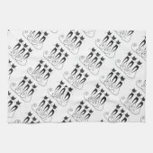 黒猫のかわいくおもしろいな三重項 キッチンタオル (横)