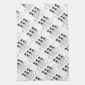 黒猫のかわいくおもしろいな三重項 キッチンタオル (縦)