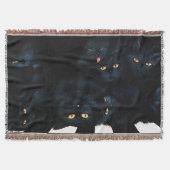黒猫のくっつきパイルフェリネスかわいい スローブランケット (正面)