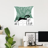 黒猫のくつろぎ プラントジャングル ポスター (ホームオフィス)