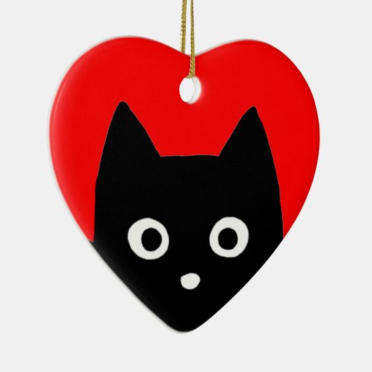 黒猫のぞき |かわいい子猫恋人の休日 セラミックオーナメント (右)