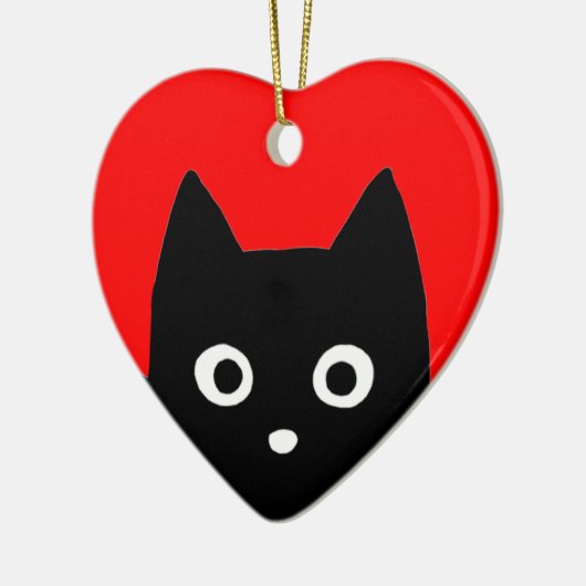 黒猫のぞき |かわいい子猫恋人の休日 セラミックオーナメント (左)