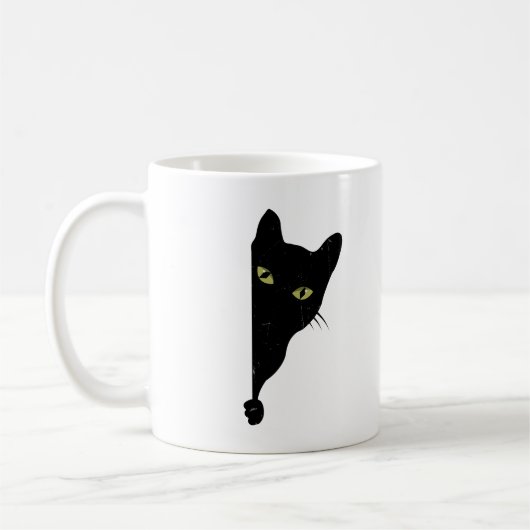 黒猫のぞき コーヒーマグカップ (左)