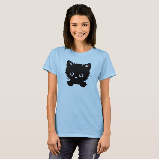 黒猫のぞき Tシャツ (正面フル)