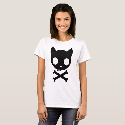 黒猫のどくろ印 Tシャツ (正面フル)