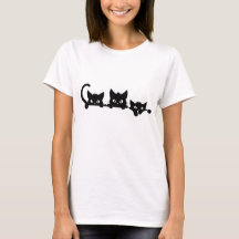 黒猫ののぞき見Tシャツ、面白い猫好きママ用