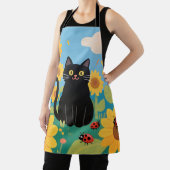 黒猫のひまわりとてんとう虫 エプロン (インサイチュ)