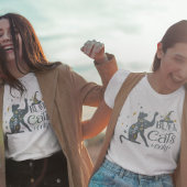 黒猫のみハロウィンデザイン猫と帽子 Tシャツ