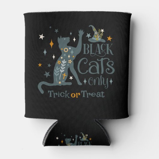 黒猫のみハロウィン不気味ヴィーブデザイン 缶クーラー (正面)