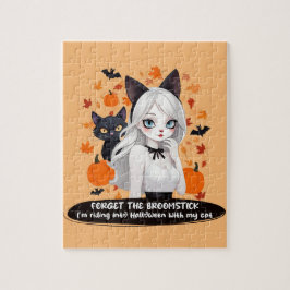 黒猫のアニメ女性。 ジグソーパズル