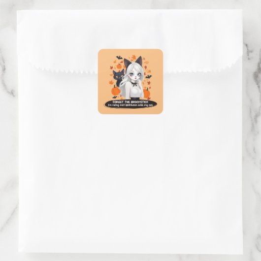 黒猫のアニメ女性。 スクエアシール (バッグ)