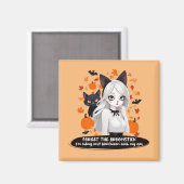 黒猫のアニメ女性。 マグネット (正面/裏面)