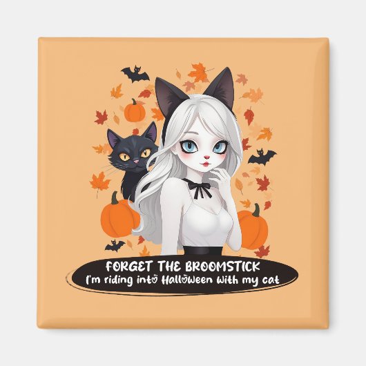 黒猫のアニメ女性。 マグネット (正面)