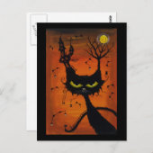 黒猫のインの郵便はがき ポストカード (正面/裏面)