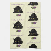 黒猫のイースターエッグハント祭り 黄色 キッチンタオル (縦)