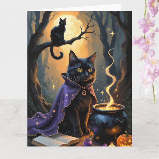 黒猫のウィスキマルなハロウィン絵画 カード (蘭)
