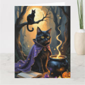 黒猫のウィスキマルなハロウィン絵画 カード (正面)